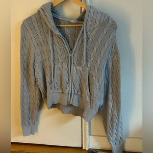 brandy melville baby blue cable knit zip up